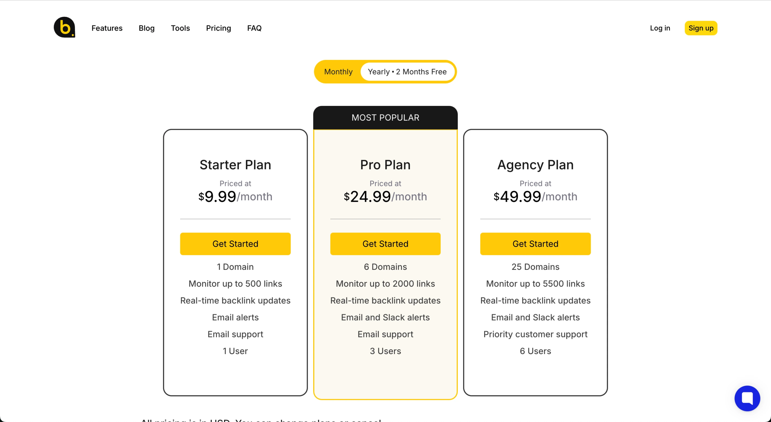 Backlinkmonitoring.com - Pricing details